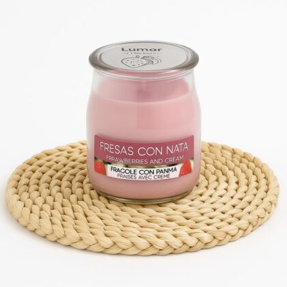 VELA DE CERA VEGETAL FRESAS CON NATA
